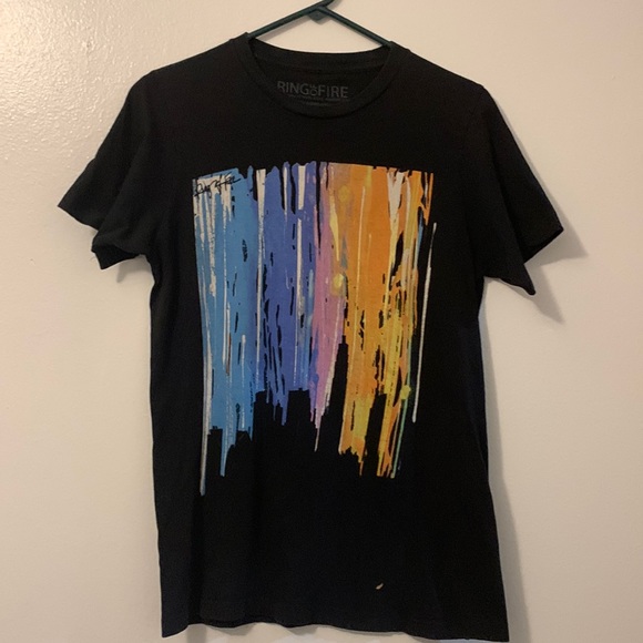 Ring of fire downtown LA small black t shirt colorful graphics art - Picture 1 of 6